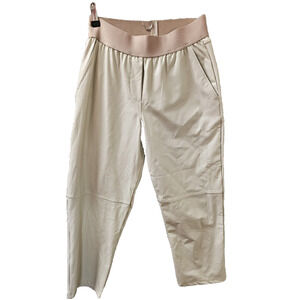 Anthropologie Lola & Sophie Taupe Ivory Wide Leg Vegan Leather Cropped Pants S 2